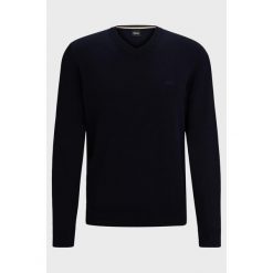 Sweter z dekoltem w serek BOSS Pacello-L BLU (50506042-404). Niebieskie swetry nierozpinane Boss, l, bez wzorów, bez kołnierzyka, bez ramiączek. Za 399.00 zł.