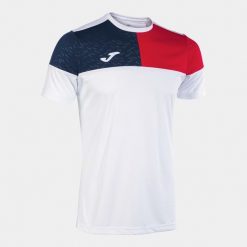Koszulka Joma Crew Sport 2XS Biało-Czerwono-Granatowa. Białe t-shirty sportowe Joma, bez wzorów, bez ramiączek, na fitness i siłownię. Za 160.99 zł.
