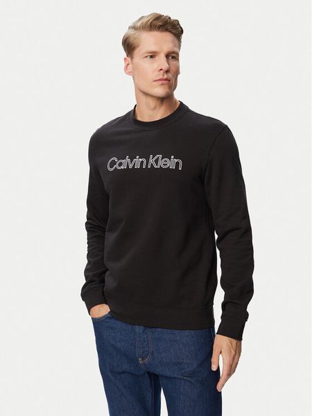 Calvin Klein Bluza LV04RG281G Czarny Classic Fit. Czarne bluzy CALVIN KLEIN, l, bez wzorów, z bawełny, bez kaptura. Za 369.99 zł.