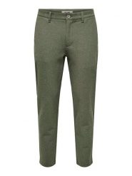 ONLY & SONS Spodnie chino "Mark" - Slim fit - w kolorze khaki rozmiar: W32/L32. Brązowe eleganckie spodnie Only & Sons, l. Za 136.13 zł.