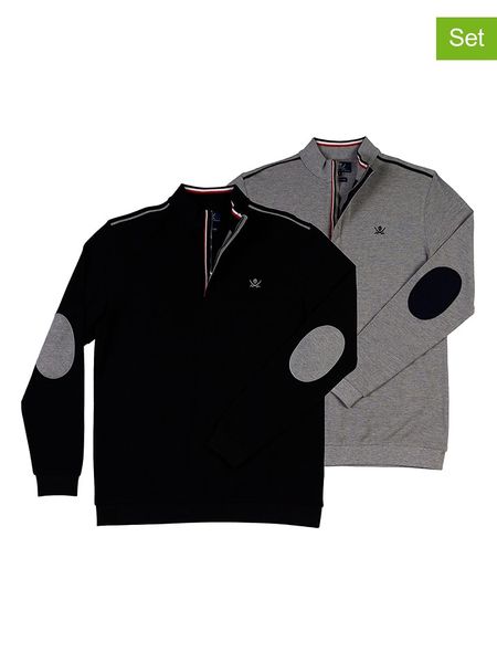 The Time of Bocha Swetry (2 szt.) w kolorze czarnym i szarym rozmiar: L. Czarne swetry nierozpinane The Time of Bocha, l, z aplikacjami, z bawełny, bez kołnierzyka, bez ramiączek. Za 170.47 zł.