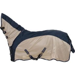 Czapka przeciw muchom dla koni z osłoną na szyję Catago Taylin. Niebieskie czapki zimowe CATAGO, bez wzorów. Za 686.50 zł.