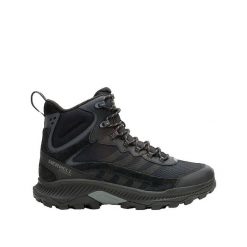 Buty turystyczne Merrell Speed Strike 2 Thermo Mid Wodoodporne Czarne. Czarne buty turystyczne Merrell, bez wzorów, z materiału, bez zapięcia, trekkingowe. Za 743.00 zł.