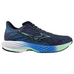 Buty do biegania męskie, Wave Rider 28. Niebieskie buty do biegania Mizuno, bez wzorów, z materiału, bez zapięcia, do biegania. Za 661.00 zł.