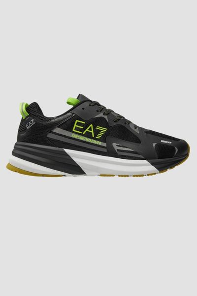 EA7 Czarne sneakersy z zielonym logo, Rozmiar 44. Czarne buty sportowe casual EA7 Emporio Armani, bez wzorów, bez zapięcia. W wyprzedaży za 490.99 zł.
