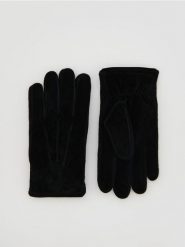 Zamszowe rękawiczki - czarny. Czarne rękawiczki Reserved, bez wzorów, z zamszu. Za 129.99 zł.