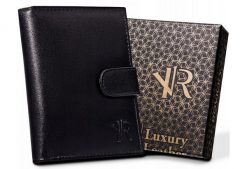 Portfel skórzany Rovicky [DH] N4L-P-GOAN czarny. Czarne portfele ROVICKY, bez wzorów, ze skóry. Za 59.99 zł.