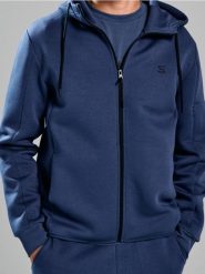 Rozpinana bluza z kapturem - niebieski. Niebieskie bluzy z kapturem Sinsay, l, bez wzorów, z kapturem. Za 79.99 zł.