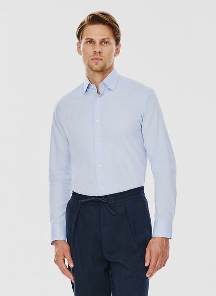 PAKO LORENTE – Niebieska koszula męska. Niebieskie koszule Pako Lorente, m, bez wzorów, z bawełny, bez kołnierzyka, bez ramiączek. Za 149.99 zł.