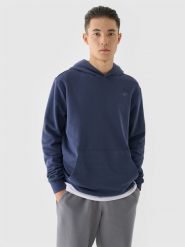 4F Bluza dresowa nierozpinana z kapturem męska - granatowa XL. Niebieskie bluzy 4F, m, bez wzorów, z bawełny, z kapturem. W wyprzedaży za 99.99 zł.