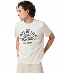 MESKA KOSZULKA WRANGLER AMERICANA TEE VINTAGE WHITE 112362791. Białe t-shirty Wrangler, xl, bez wzorów, bez kołnierzyka, bez ramiączek. Za 79.99 zł.