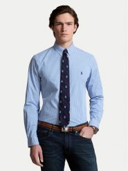 Polo Ralph Lauren Koszula 710929344001 Niebieski Slim Fit. Niebieskie koszule Polo Ralph Lauren, m, bez wzorów, z bawełny, bez kołnierzyka, bez ramiączek. Za 649.99 zł.