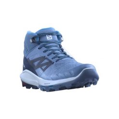 Buty trekkingowe męskie Salomon Outpulse Mid GTX. Niebieskie buty trekkingowe Salomon, bez wzorów, bez zapięcia, trekkingowe. W wyprzedaży za 521.00 zł.