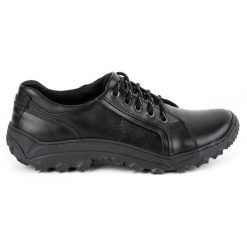 KOMODO Buty męskie trekkingowe skóra 636 czarne. Czarne trekkingi bez wzorów, z jeansu, bez zapięcia. Za 367.89 zł.