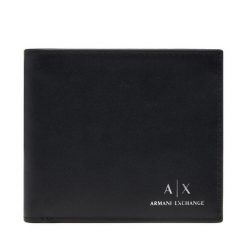 Duży Portfel Męski Armani Exchange. Czarne portfele Armani Exchange, bez wzorów. Za 229.99 zł.