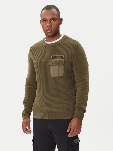 Aeronautica Militare Sweter 252MA1573UL00539 Zielony Regular Fit. Zielone swetry rozpinane Aeronautica Militare, m, bez wzorów, z bawełny, bez kołnierzyka, bez ramiączek. Za 799.99 zł.