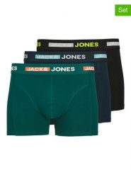 Jack & Jones Bokserki (3 pary) w kolorze zielono-granatowo-czarnym rozmiar: M. Czarne bokserki Jack & Jones, m, bez wzorów. Za 66.31 zł.