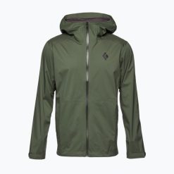 Kurtka turystyczna przeciwdeszczowa Męska Black Diamond Stormline. Zielone kurtki przeciwdeszczowe Black Diamond, m, bez wzorów, bez kaptura. Za 489.99 zł.