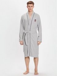 Tommy Hilfiger Szlafrok UM0UM02840 Szary Regular Fit. Szare szlafroki Tommy Hilfiger, m, bez wzorów, z bawełny, bez ramiączek, bez kaptura. Za 409.99 zł.