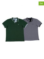 The Time of Bocha Koszulki polo (2 szt.) w kolorze szarym i zielonym rozmiar: L. Szare koszulki polo The Time of Bocha, l, bez wzorów, z bawełny, bez kołnierzyka, bez ramiączek. Za 165.99 zł.