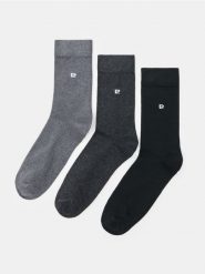 Zestaw długich skarpetek 3 pack Pierre Cardin - szary. Szare skarpety Sinsay, bez wzorów. Za 22.99 zł.