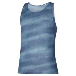 Tank top Mizuno Dryaeroflow Graphic. Niebieskie bezrękawniki Mizuno, bez wzorów, bez kołnierzyka, bez ramiączek. Za 229.00 zł.