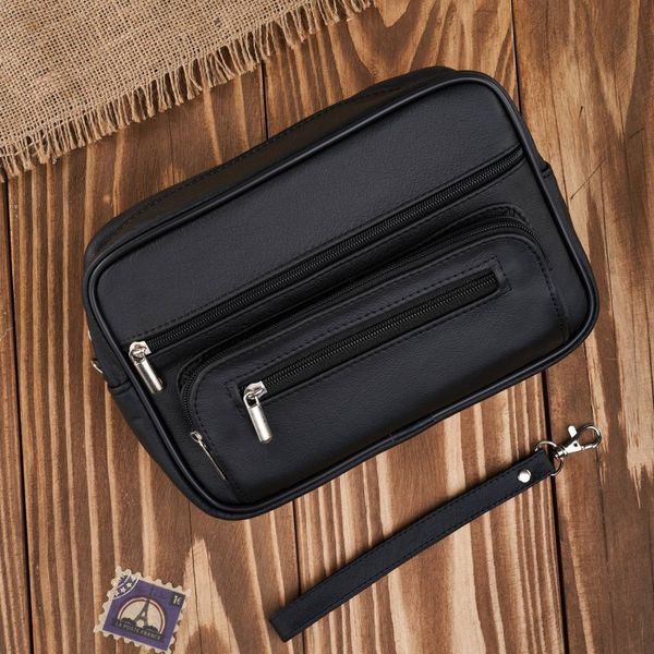 Saszetka męska skórzana do ręki praktyczna duża czarna Abruzzo ABR-12. Czarne torby na ramię bez wzorów, ze skóry, do ręki, duże, bez dodatków. Za 99.99 zł.