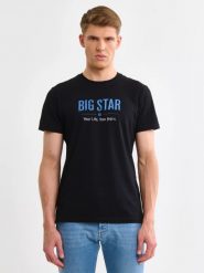 Koszulka męska o klasycznym kroju czarna Bruno 906. Czarne t-shirty BIG STAR, l, bez wzorów, z bawełny, bez kołnierzyka, bez ramiączek. Za 99.99 zł.