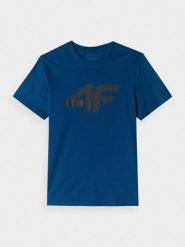 4F T-shirt regular z nadrukiem męski - turkusowy M. Niebieskie t-shirty 4F, m, bez wzorów, z bawełny, bez kołnierzyka, bez ramiączek. Za 59.99 zł.