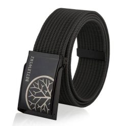 Pasek parciany BETLEWSKI PRC-01_CZ-3 S czarny. Czarne paski Betlewski, bez wzorów, z materiału. Za 34.99 zł.