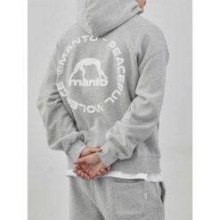 MANTO bluza z kapturem LABEL 25 OVERSIZE melanż. Szare bluzy z kapturem Manto, bez wzorów, z kapturem. Za 299.00 zł.