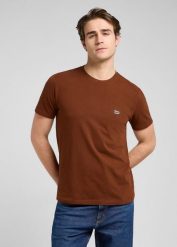 MESKA KOSZULKA LEE SS PATCH LOGO TEE LUXE BROWN 112370498. Brązowe t-shirty Lee, s, bez wzorów, bez kołnierzyka, bez ramiączek. Za 79.99 zł.