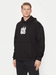 HUGO Bluza Defnio 50530428 Czarny Relaxed Fit. Czarne bluzy Hugo, m, bez wzorów, z bawełny, bez kaptura. Za 279.99 zł.