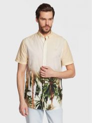 Guess Koszula M3GH65 WFDS1 Beżowy Regular Fit. Brązowe koszule Guess, l, z aplikacjami, z bawełny, bez kołnierzyka, bez ramiączek. Za 199.99 zł.