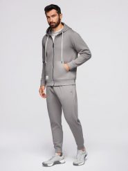 Komplet dresowy męski set bluza rozpinana z kapturem + spodnie joggery - szary V8. Szare joggery i bojówki Ombre Clothing, m, z aplikacjami, z bawełny. Za 339.99 zł.