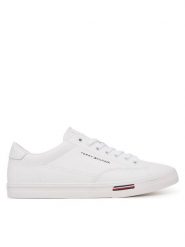 Tommy Hilfiger Sneakersy Signature Midsole Lace-Up Trainers With Leather FM0FM05814 Biały. Białe buty sportowe casual Tommy Hilfiger, bez wzorów, ze skóry, bez zapięcia. Za 409.99 zł.