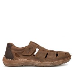 Sandały Rieker. Brązowe sandały Rieker, bez zapięcia. Za 389.99 zł.