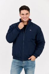 TOMMY JEANS Granatowa męska kurtka przejściowa z drobnym logo. Niebieskie kurtki Tommy Jeans, l, bez wzorów, z jeansu, bez kaptura. W wyprzedaży za 459.99 zł.