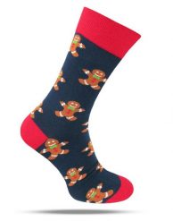 Tematyczne Skarpetki Bawełniane - Ciastek na Granatowym Tle. Niebieskie skarpety His Story, bez wzorów, z bawełny. Za 34.99 zł.