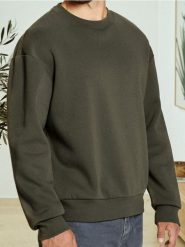 Bluza basic comfort fit - khaki. Brązowe bluzy bez kaptura Sinsay, l, bez wzorów, bez kaptura. W wyprzedaży za 14.99 zł.