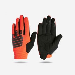 Rękawiczki rowerowe MTB Rockrider Expl 500. Brązowe rękawiczki ROCKRIDER, bez wzorów, z materiału. Za 99.99 zł.