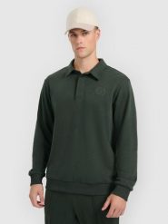4F Bluza dresowa regular z kołnierzykiem męska - zielona XXL. Zielone bluzy 4F, m, bez wzorów, z dresówki, bez kaptura. Za 149.99 zł.
