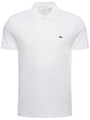 Lacoste Polo DH2050 Biały Regular Fit. Białe koszulki polo LACOSTE, m, bez wzorów, z bawełny, bez kołnierzyka, bez ramiączek. Za 269.99 zł.