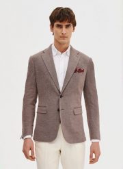 PAKO LORENTE – Dzianinowa marynarka w kolorze brązowym. Brązowe garnitury Pako Lorente, na co dzień, m, bez wzorów, z bawełny. Za 299.99 zł.