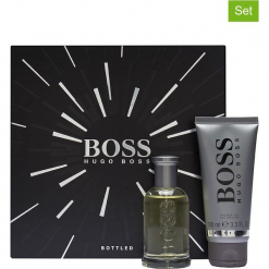 2-częściowy zestaw "Boss Bottled": woda toaletowa, żel pod prysznic. Perfumy męskie marki HUGO BOSS. W wyprzedaży za 195.95 zł.