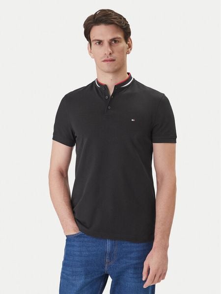Tommy Hilfiger Polo Mao MW0MW34752 Czarny Slim Fit. Czarne koszulki polo Tommy Hilfiger, m, bez wzorów, z bawełny, bez kołnierzyka, bez ramiączek. Za 240.99 zł.