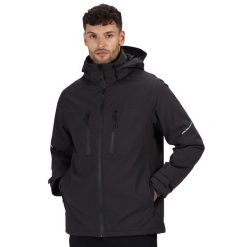 Ocieplana Kurtka Męska. Czarne kurtki Regatta, m, bez wzorów, z materiału, z kapturem. Za 411.99 zł.
