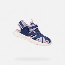 Sandały GEOX J SANDAL AIRADYUM GI Niebieski. Czerwone sandały Geox, z tkaniny, bez zapięcia. Za 244.99 zł.