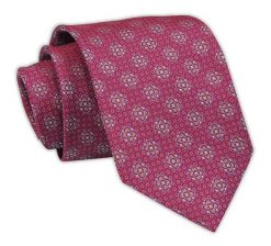 Krawat Męski, Bordowy, Wzór Geometryczny, Klasyczny, Szeroki 7,5 cm, Elegancki -CHATTIER. Czerwone krawaty i muchy Chattier, bez wzorów, z tkaniny. Za 49.00 zł.