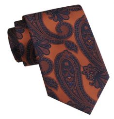 Elegancki Męski Krawat - Chattier - Pomarańcz w Duże Paisley. Krawaty i muchy Chattier, bez wzorów, z tkaniny. Za 49.00 zł.